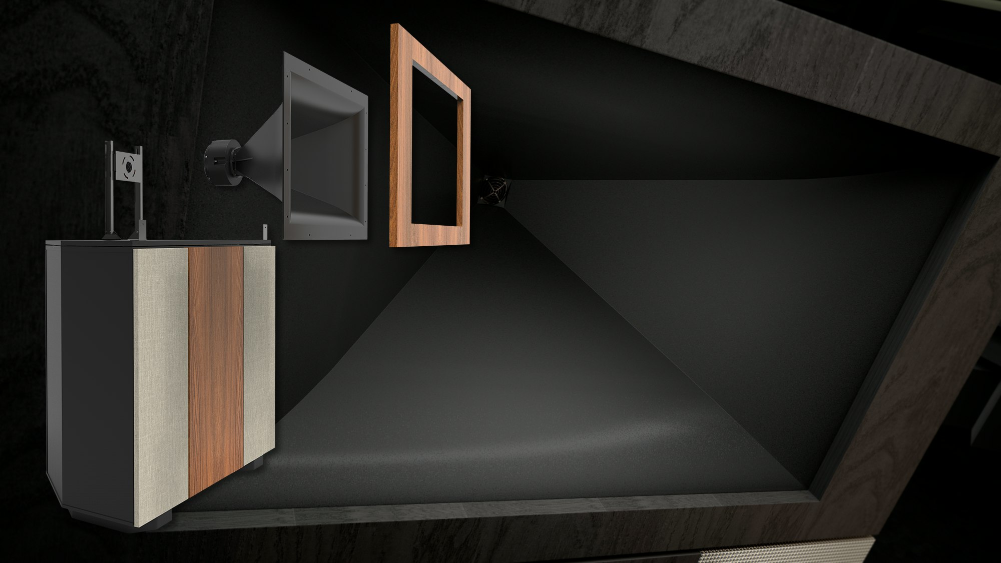 Klipsch Jubilee exploded view of horn section from the side